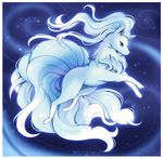  alolan_ninetales ambiguous_gender blizzard blue_eyes blue_fur blue_hair donutella feral floating fur hair multi_tail ninetales nintendo paws pok&eacute;mon snowflake video_games 