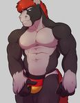  2016 anthro athletic biceps big_muscles black_fur blue_eyes clothed clothing digital_media_(artwork) equine eye_contact fur grey_fur hair hi_res horse jodira knuxlight looking_at_viewer male mammal multicolored_fur muscular muscular_male pecs pose simple_background smile solo standing teeth topless white_fur 