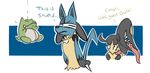  1girl blindfold gen_3_pokemon gen_4_pokemon lucario mawile no_humans pokemon pokemon_(creature) substitute tongue tongue_out 