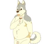  2016 anthro blush canine cross-eyed dangerously dessert dog embarrassed food fur humanoid_penis husky ice_cream long_foreskin male mammal nude penis phimosis simple_background slightly_chubby solo tongue uncut 