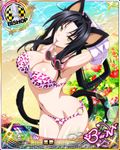  animal_ears bikini bishop_(chess) black_hair breasts card_(medium) cat_ears cat_tail character_name chess_piece cleavage covered_nipples eyewear_in_mouth eyewear_removed flower hair_rings high_school_dxd high_school_dxd_born kuroka_(high_school_dxd) large_breasts lipstick makeup midriff mouth_hold multiple_tails navel o-ring o-ring_bottom official_art purple_lipstick solo sunglasses swimsuit tail trading_card yellow_eyes 