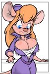  2016 anthro big_breasts blonde_hair blue_eyes breasts chip_&#039;n_dale_rescue_rangers cleavage clothed clothing disney female gadget_hackwrench hair joelasko mammal mouse rodent solo 