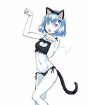  animal_ears black_bra black_panties blue_eyes blue_hair blue_skin bra cat_cutout cat_ear_panties cat_ears cat_lingerie cat_tail cleavage_cutout electricity genderswap genderswap_(mtf) hair_ornament hairclip league_of_legends meme_attire nam_(valckiry) navel open_mouth panties paw_pose personification short_hair side-tie_panties solo tail underwear xerath 