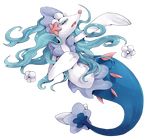  3_fingers blue_eyes blue_hair blue_skin blush flippers hair mammal marine nintendo pinniped pok&eacute;mon sea_lion unknown_species video_games white_skin wolfchagas 