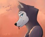  anthro canine english_text female fur half-closed_eyes looking_at_viewer mammal monkeyspirit simple_background smile solo text tongue tongue_out 