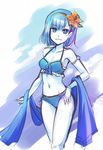  bikini blue_eyes blue_hair blue_skin chain earrings flower genderswap genderswap_(mtf) hair_flower hair_ornament hairband jewelry league_of_legends looking_at_viewer nam_(valckiry) personification short_hair sketch solo swimsuit xerath 