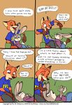  2016 anthro buckteeth canine clothing comic dialogue diavololo disney duo eric_schwartz female fox hi_res judy_hopps lagomorph long_ears mammal monochrome nick_wilde rabbit size_difference sofa teeth zootopia 