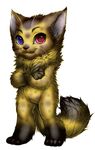  ambiguous_gender biped cat colored crossed_arms cute eyebrows feline fluffy fur furvilla heterochromia leonleopard light_in_eyes looking_at_viewer mammal neck_tuft semi-anthro simple_background smile solo spots teeth tuft vix whiskers white_background 
