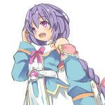  blush braid hair_ornament himajin_(starmine) kami_jigen_game_neptune_v long_hair neptune_(series) open_mouth purple_hair pururut red_eyes smile solo 