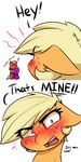 2016 ? animal_genitalia animal_penis applejack_(mlp) big_macintosh_(mlp) blush captainpudgemuffin comic dialogue dildo duo english_text equine equine_penis female feral friendship_is_magic horse licking male mammal my_little_pony penis pony sex_toy text tongue tongue_out 