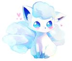  alolan_vulpix blue_eyes blush closed_mouth full_body heart looking_at_viewer no_humans pokemon pokemon_(creature) sitting sparkling_eyes vulpix yamio 