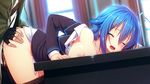  1girl areolae aristear_remain ass ass_grab astronauts astronauts_comet bent_over blue_hair blush breast_press breasts censored clothed_sex eyes_closed furukawa_mai game_cg highres indoors kokusan_moyashi legs long_hair long_sleeves mosaic_censoring nipples open_clothes open_mouth pantyhose pantyhose_pull penis rozea sex solo_focus table thighs vaginal 