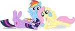  2013 absurd_res alpha_channel blue_feathers blue_fur cutie_mark equine eye_contact feathered_wings feathers female feral fluttershy_(mlp) friendship_is_magic fur green_eyes group hair hi_res horn infinitoa mammal multicolored_hair my_little_pony pegasus purple_eyes purple_fur rainbow_dash_(mlp) red_eyes simple_background smile transparent_background twilight_sparkle_(mlp) unicorn wings yellow_feathers yellow_fur 
