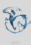  artist_name back character_name dated frogadier fur_trim gen_6_pokemon grey_background highres kenshih no_humans pokemon pokemon_(creature) simple_background solo water 