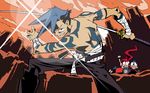  2boys artist_request highres kamina lagann multiple_boys simon tengen_toppa_gurren_lagann vector_trace wallpaper yoko_littner 