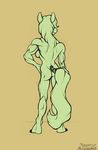  2013 anthro athletic breasts butt digital_media_(artwork) equine female flyingram hair hand_on_hip mammal nude simple_background sketch solo standing 