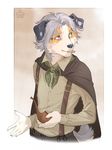 anthro canine clothed clothing diesel_wiesel male mammal pipe simple_background smile solo teeth 
