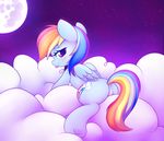  bedroom_eyes blush butt cloud cutie_mark equine friendship_is_magic full_moon hair half-closed_eyes heavymetalbronyyeah looking_back mammal moon multicolored_hair my_little_pony outside pegasus rainbow_dash_(mlp) seductive smile solo tongue tongue_out wings 