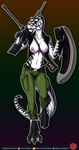  alien alien_(franchise) amora anthro anthrosaurs breasts clothed clothing dinosaur female gun predaguy ranged_weapon rifle sniper_rifle theropod topless tyrannosaurus_rex weapon xenomorph 