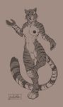  2016 anthro breasts cat feline female fur jewelry kung_fu_panda looking_at_viewer mammal master_tigress navel nipples nude pawpads pixelsketcher pose pussy simple_background sketch smile solo standing striped_fur stripes tiger wide_hips 