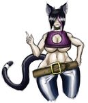  2016 anthro belt big_breasts big_butt breasts butt cat clothed clothing feline female hair mammal simple_background toxicempress3 wide_hips 