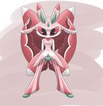  antennae anthro arthropod butt clothing female horn insect looking_at_viewer lurantis mantis nintendo pink_eyes pok&eacute;mon pussy red_eyes red_sclera simple_background solo video_games weaselchu wings 