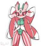  blush breasts female green_areola green_body green_nipples lurantis nintendo nipples pink_body pok&eacute;mon pussy red_body red_eyes red_pupils simple_background solo thepolygonheart video_games white_background white_body 