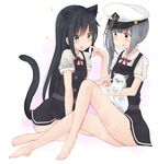  :q anchor_symbol animal animal_ears asashio_(kantai_collection) bangs bare_legs barefoot belt black_eyes black_hair blush cat cat_ears cat_tail closed_mouth collared_shirt dress eyebrows eyebrows_visible_through_hair full_body green_panties grey_hair hand_on_another's_cheek hand_on_another's_face hat heart highres holding holding_animal kantai_collection kasumi_(kantai_collection) kemonomimi_mode long_hair multicolored multicolored_background multiple_girls neck_ribbon open_mouth panties peaked_cap pinafore_dress red_ribbon remodel_(kantai_collection) ribbon shirt short_sleeves side_ponytail sitting sleeveless sleeveless_dress smile sparkle sparkling_eyes tail tongue tongue_out two-tone_background underwear wariza white_background white_panties white_shirt yellow_eyes yuki_(yukin0128) 