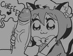  &lt;3 :3 animal_humanoid cat_humanoid chen dialogue english_text faceless_male feline female greyscale hair hat humanoid male mammal monochrome multi_tail penis speech_bubble text touhou unknown_artist 