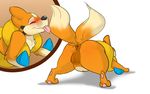  2016 anus backsash blush butt digital_media_(artwork) eyes_closed female feral floatzel fur hindpaw mammal mustelid nintendo nude pawpads paws pok&eacute;mon presenting presenting_hindquarters pussy simple_background smile solo tongue tongue_out video_games white_background 