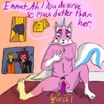  blue_fur breasts cat cum equine feline female fur horn innocent invalid_background mammal masturbation nipples overweight pink_fur pussy solo text the_lego_movie unicorn unikitty vaginal warner_brothers 