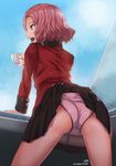  :d artist_name ass blazer blue_sky brown_eyes cup day from_behind from_below girls_und_panzer ground_vehicle holding holding_cup jack_hamster jacket legs_apart long_sleeves military military_uniform military_vehicle motor_vehicle open_mouth panties pink_hair pink_panties pleated_skirt profile red_jacket rosehip short_hair skirt sky smile solo st._gloriana's_military_uniform standing tank teacup teeth thighs underwear uniform upskirt v-shaped_eyebrows wardrobe_malfunction 
