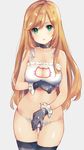  aqua_eyes blonde_hair blush bra breasts cat_cutout cat_lingerie character_request cleavage_cutout copyright_request highres long_hair looking_at_viewer medium_breasts meme_attire navel panties solo tetsujin_momoko thighhighs underwear underwear_only 