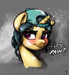  2016 black_hair blush english_text equine female fresh_coat_(mlp) friendship_is_magic hair hat horn mammal my_little_pony portrait scrunchy_face selenophile solo text unicorn 