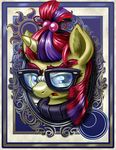  2016 clothing equine eyewear female feral friendship_is_magic glasses hair harwick horn looking_at_viewer mammal moondancer_(mlp) multicolored_hair my_little_pony portrait purple_eyes solo unicorn 