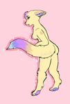  &lt;3 anthro breasts butt canine dipstick_tail female fennec fox fur hindpaw long_tail mammal mewchonne multicolored_tail nipples nude paws pink_background side_boob simple_background solo standing tan_fur 