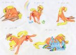  absurd_res age_progression applejack_(mlp) blue_feathers blue_fur cutie_mark dawn22eagle earth_pony equine eyelashes feathered_wings feathers female feral friendship_is_magic fur green_eyes hair hat hi_res hooves horse kissing mammal multicolored_feathers multicolored_hair my_little_pony orange_fur pegasus pony rainbow_dash_(mlp) rainbow_feathers rainbow_hair simple_background standing traditional_media_(artwork) white_background wings yellow_fur 