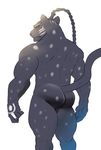  anthro butt colored eugene_gallardo feline looking_at_viewer male mammal muscular panther rear_view seitora simple_background solo tales_of_rebirth video_games white_background 