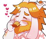  &lt;3 2016 asgore_dreemurr blonde_hair boss_monster caprine eating facial_hair food gastropod goat hair horn long_ears long_horns male mammal pie rie_(artist) snail undertale video_games 