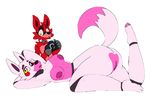  canine claws female five_nights_at_freddy&#039;s five_nights_at_freddy&#039;s_2 foxy_(fnaf) funtime_foxy_(fnaf) looking_at_viewer lying machine mammal mangle_(fnaf) pukingrainbow_(artist) video_games 