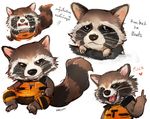  armor crying disney fangs guardians_of_the_galaxy kadeart mammal marvel puss_in_boots raccoon rocket_raccoon swearing tears 