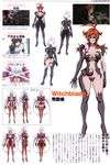  1girl amaha_masane armor artbook ass back breasts brown_hair butt_crack character_sheet female large_breasts long_hair looking_at_viewer scan serious short_hair smile solo witchblade 