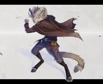 anthro caprine clothed clothing diesel_wiesel goat horn hybrid looking_at_viewer male mammal melee_weapon mustelid otter simple_background smile solo standing sword teeth weapon 