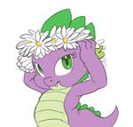  crossgender cute dragon female floral_head_wreath flower friendship_is_magic my_little_pony plant siansaar solo spike_(mlp) 