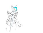  bat big_butt blue_hair butt female hair looking_at_viewer mammal sketch solo thick_thighs wings wolfieboi yellow_eyes 