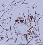  anthro blush candy canine ear_piercing female food licking lips lollipop mammal piercing saliva sketch solo tongue tongue_out ungulatr wolf 