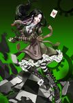  1girl alice:_madness_returns alice_(wonderland) alice_in_wonderland american_mcgee&#039;s_alice black_hair blood card green_eyes high_heel_boots knife thighhighs 