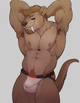  armpits athlete bulge clothing fangs football_(disambiguation) jock jockstrap jon_sanders knuxlight male mammal mostly_nude mustelid otter sabertooth_(feature) solo tusks underwear 