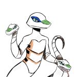  2018 anthro blue_eyes fangs forked_tongue green_sclera hybrid inkyfrog leonardo_(tmnt) male naga reptile scalie shell simple_background slit_pupils snake snake_arms solo teenage_mutant_ninja_turtles tongue tongue_out turtle white_background 