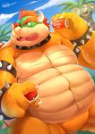  3_heads anthro belly beverage biceps bowser bracelet claws cloud collar detailed_background duo exeggutor front_view hair hi_res holding_object horn jewelry koopa male manly mario_bros mature_male multi_head muscular muscular_male nintendo nude ocaritna open_mouth outside pecs plant pok&eacute;ball pok&eacute;mon pose red_eyes red_hair reptile scalie shell sky slightly_chubby soda spiked_armlet spiked_bracelet spiked_collar spiked_shell spikes standing teeth tongue tree turtle video_games 